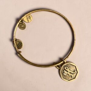 Alex and Ani Gold Initial 'H Charm Bangle Bracelet